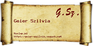 Geier Szilvia névjegykártya